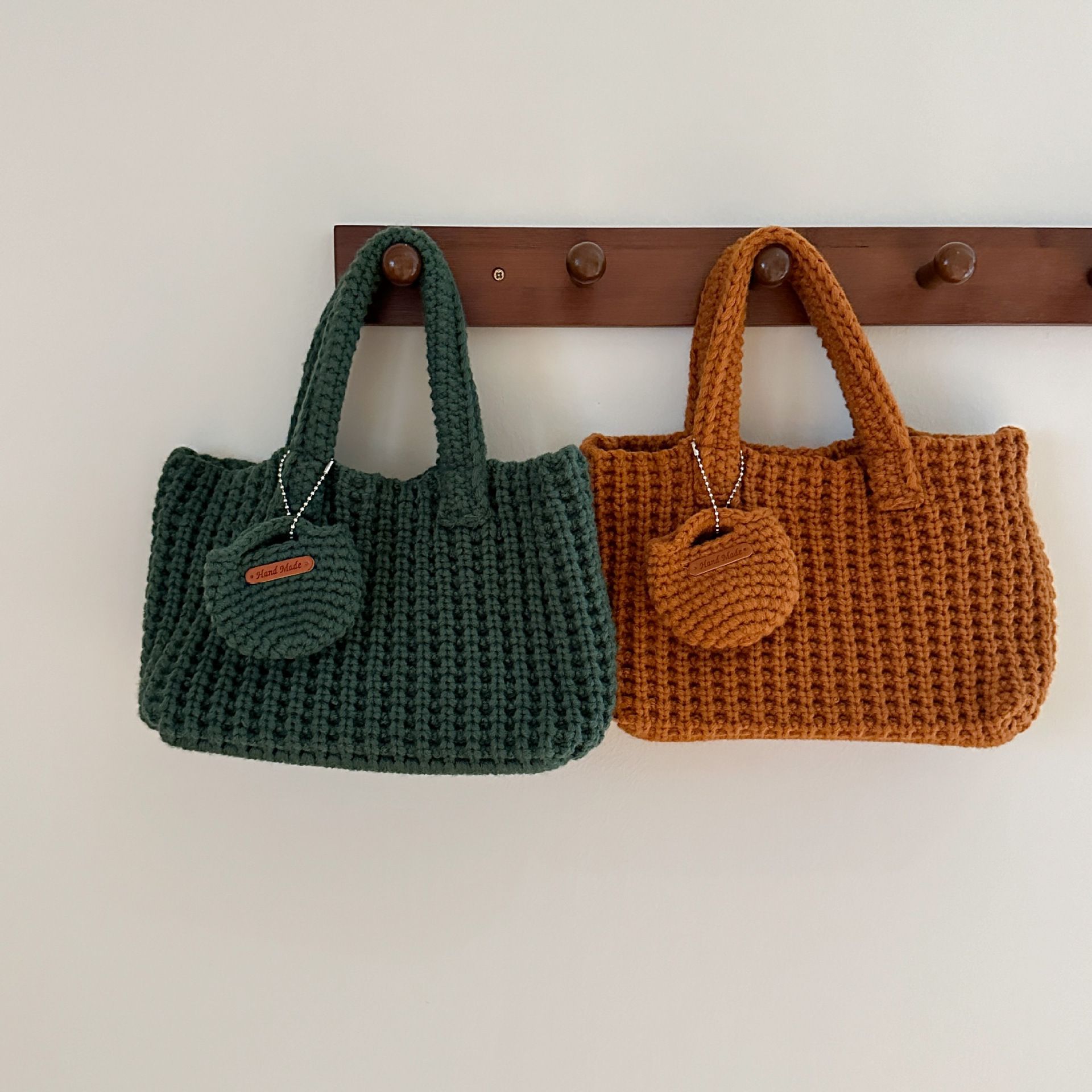 Orange Handcrafted Crochet Tote Bag – Vintage-Style Woven Cotton-Yarn Look Bag view 3