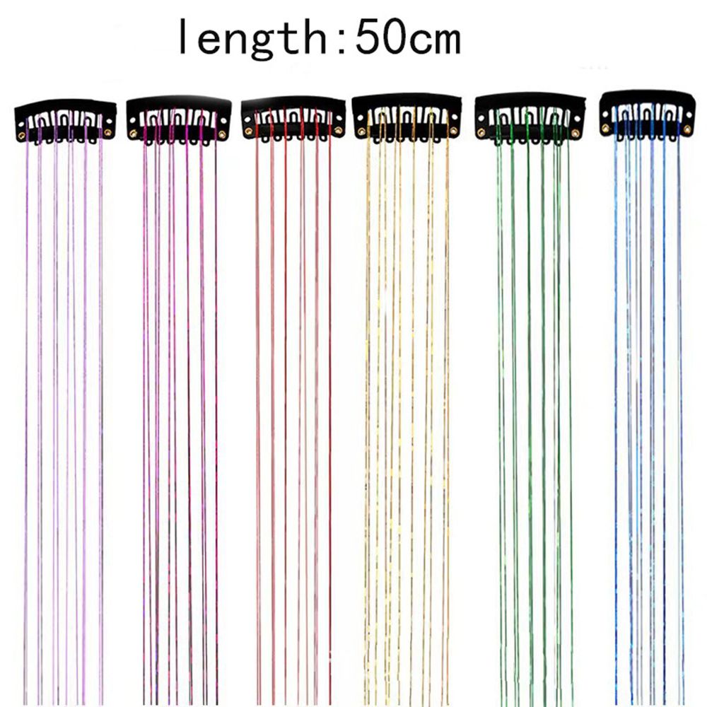 Silver Laser Iridescent Hair Extensions – 12-Piece Clip-In Highlight Strands view 4