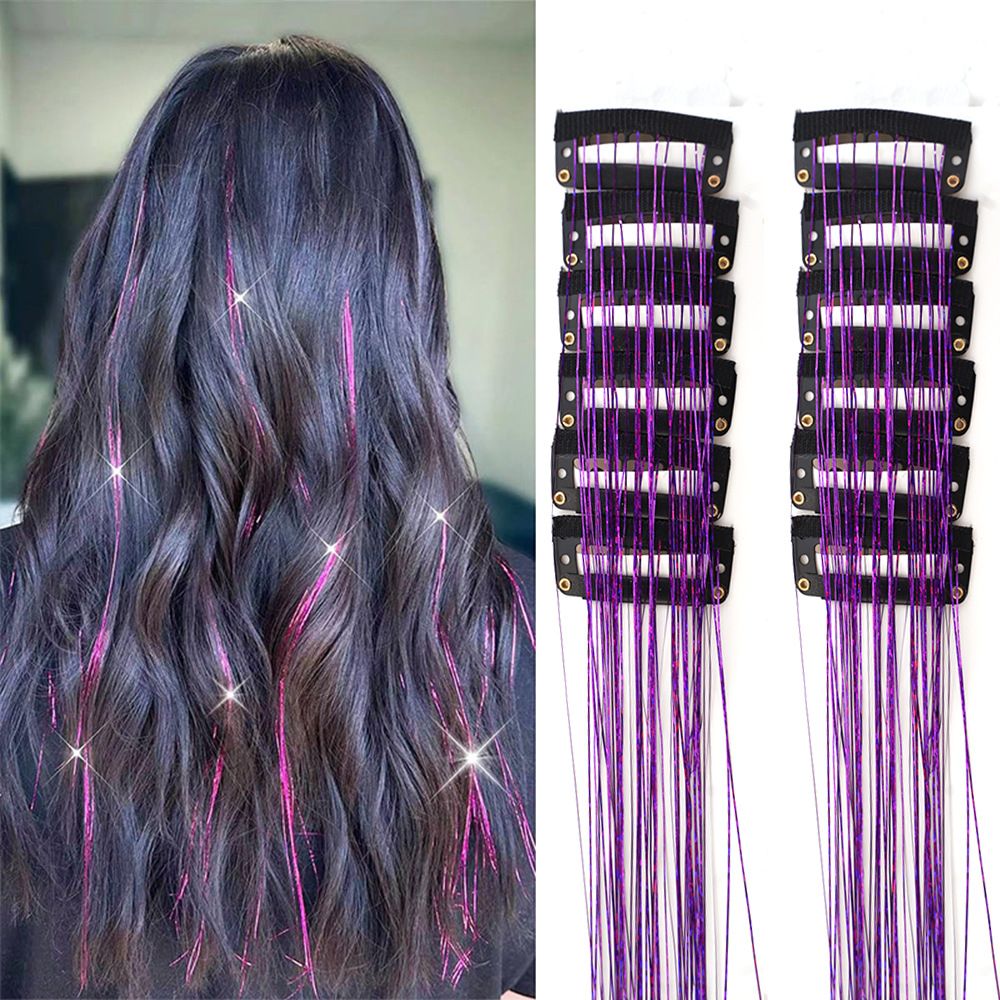 Purple Laser Iridescent Hair Extensions – 12-Piece Clip-In Highlight Strands