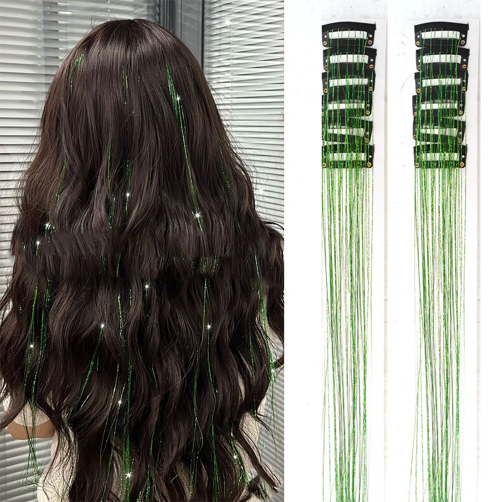Green Laser Iridescent Hair Extensions – 12-Piece Clip-In Highlight Strands