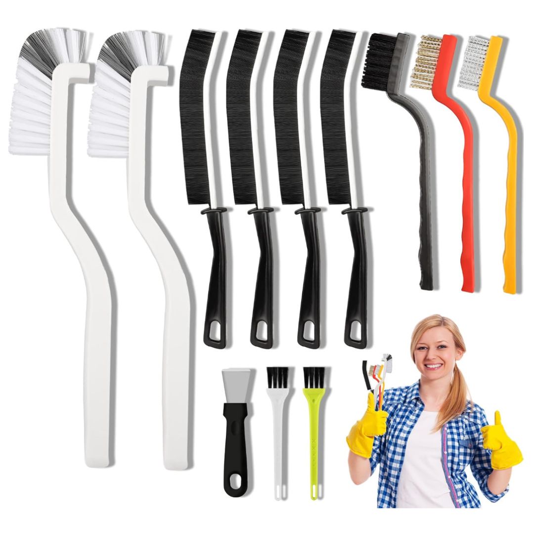 Set A Multi-Use Heavy-Duty Cleaning Brush Set – 12-Piece Hard Bristle Tool Kit