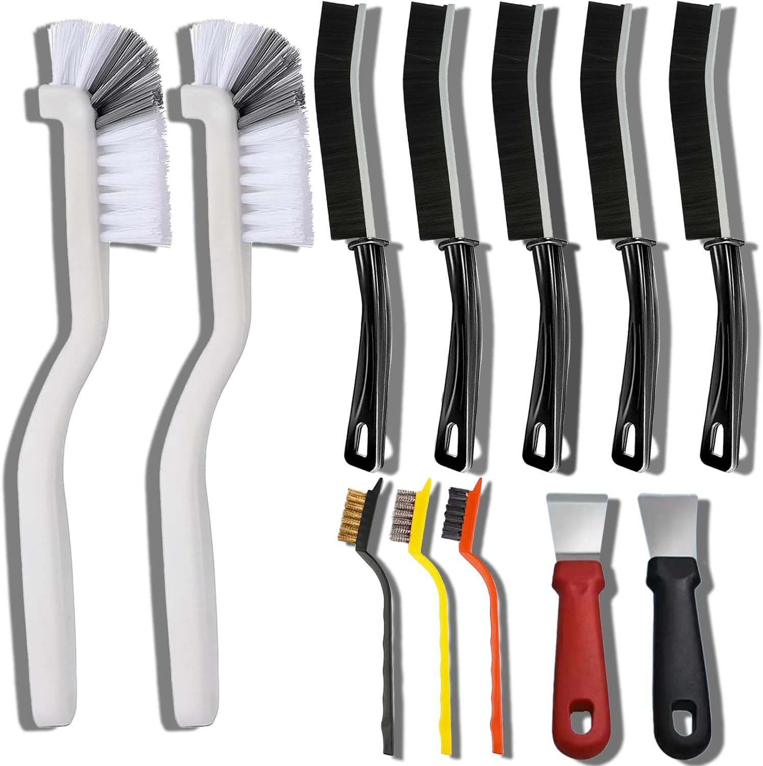 Set C Multi-Use Heavy-Duty Cleaning Brush Set – 12-Piece Hard Bristle Tool Kit