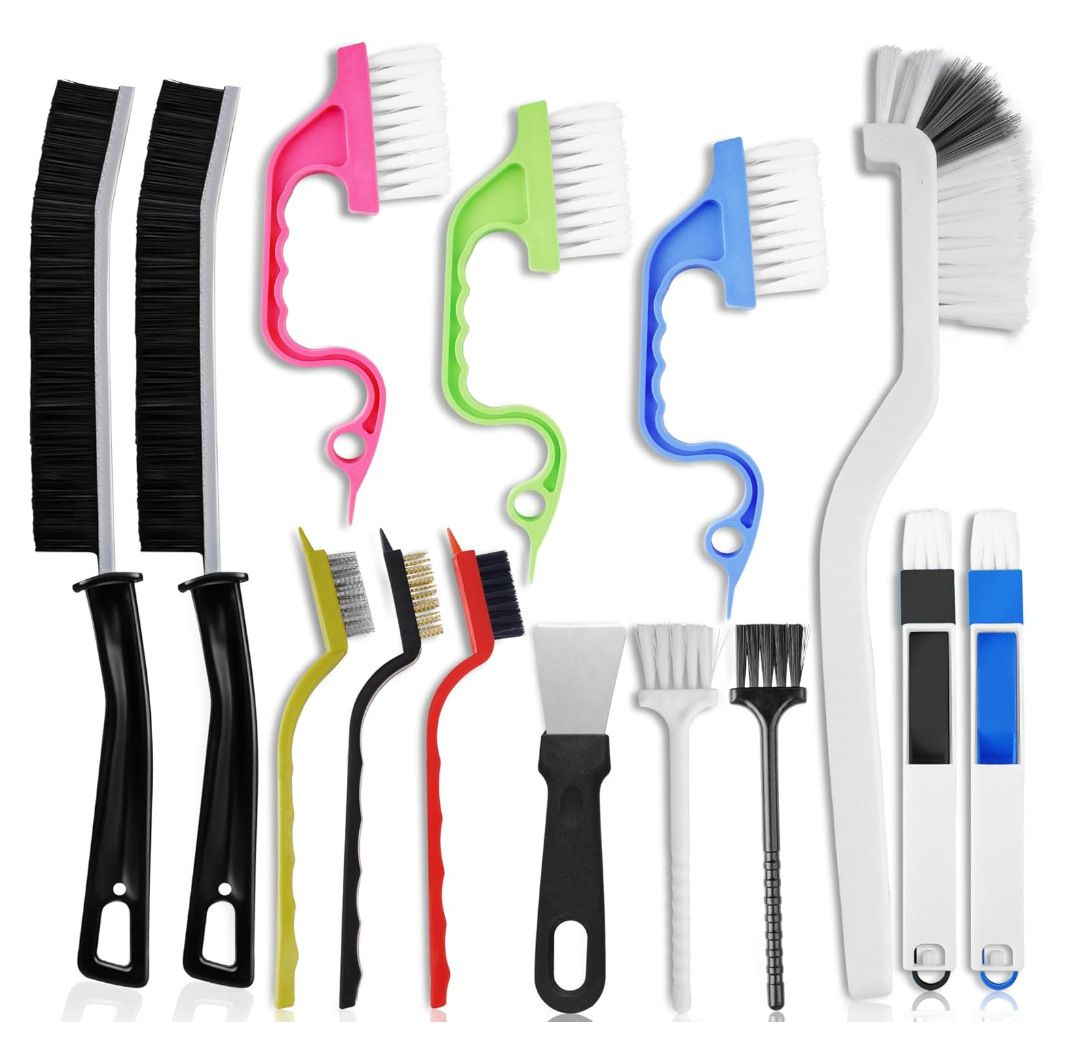 Set A Multi-Use Heavy-Duty Cleaning Brush Set – 14-Piece Hard Bristle Tool Kit