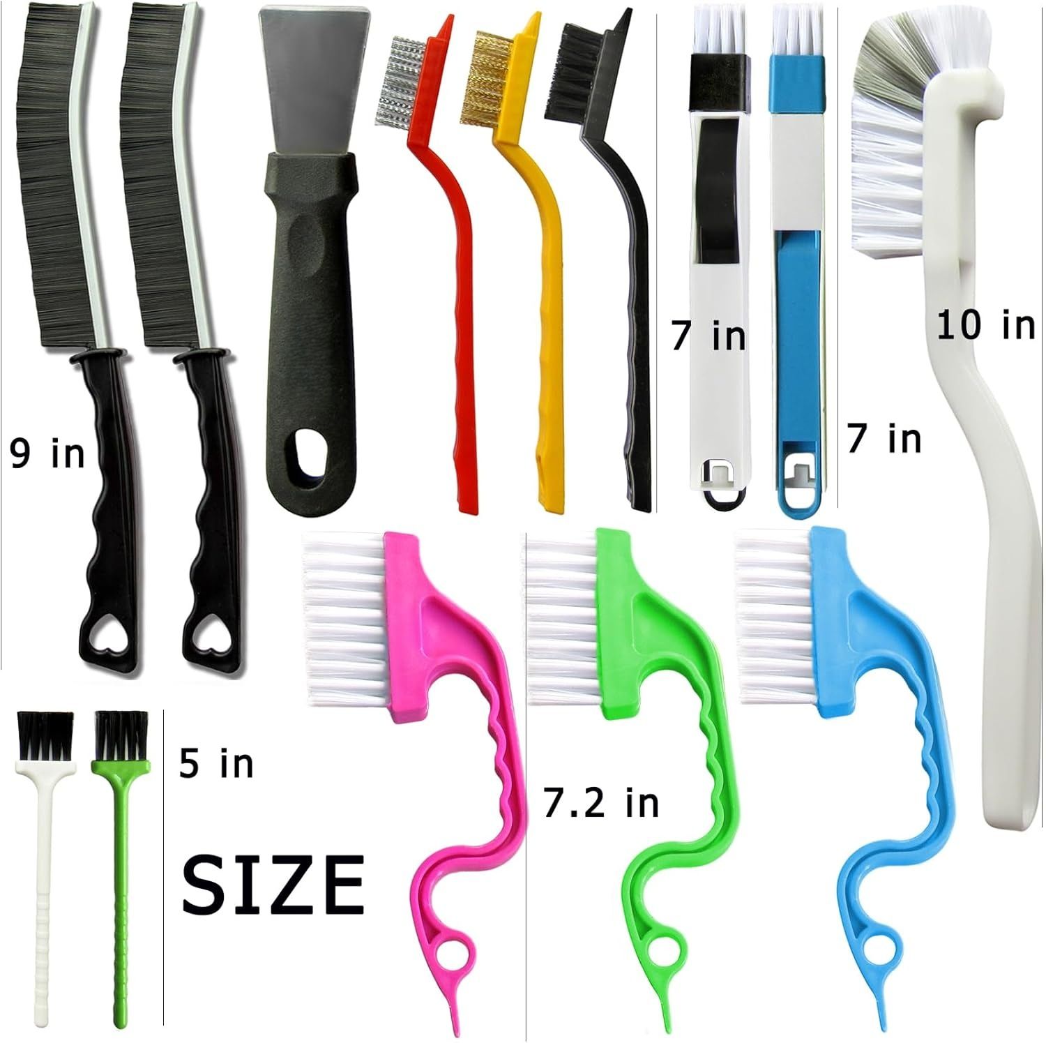Set A Multi-Use Heavy-Duty Cleaning Brush Set – 14-Piece Hard Bristle Tool Kit view 2