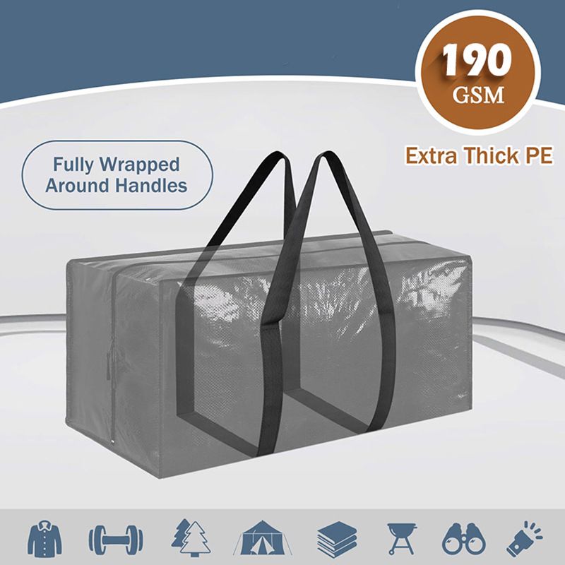 2 Pack Extra Heavy Duty Large Moving Bags with Strong Zipper & Comfortable Handles view 3