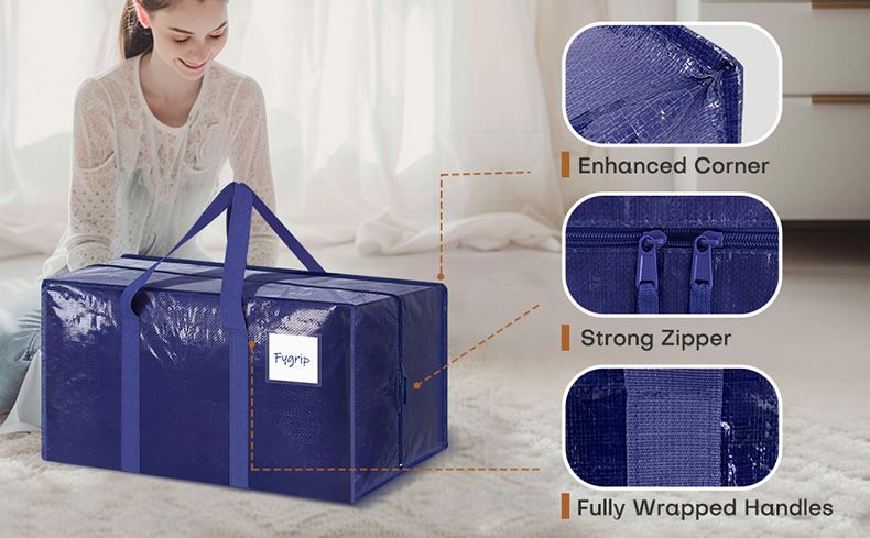4 Pack Extra Heavy Duty Large Moving Bags with Strong Zipper & Comfortable Handles view 4