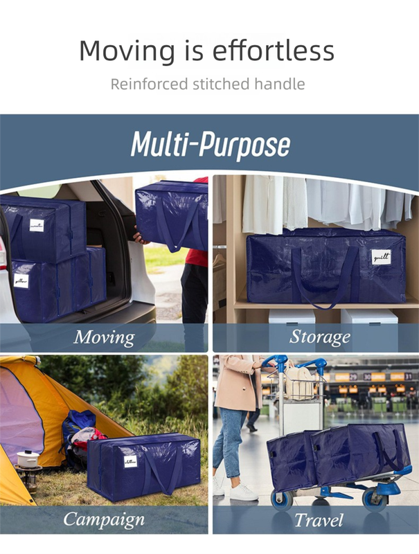 4 Pack Extra Heavy Duty Large Moving Bags with Strong Zipper & Comfortable Handles view 7