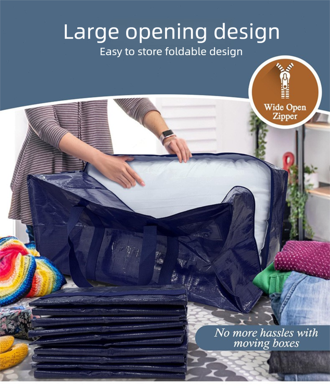 4 Pack ( 2 Dark Blue+2 Black ) Extra Heavy Duty Large Moving Bags with Strong view 6
