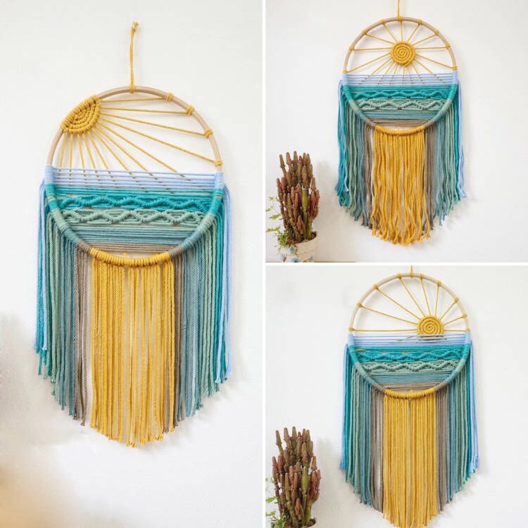 Style 2 Hand-Woven Cotton Rope Sunrise Sunset Wall Hanging - Bohemian Macrame view 2