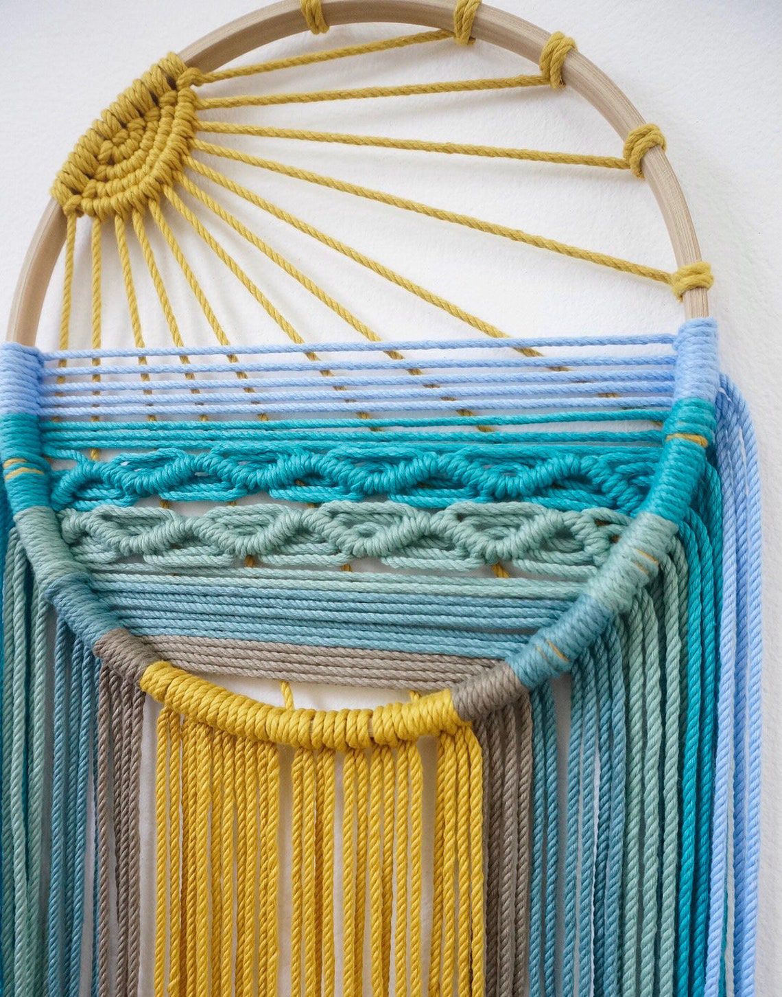 Style 3 Hand-Woven Cotton Rope Sunrise Sunset Wall Hanging - Bohemian Macrame view 4