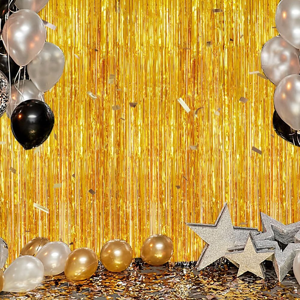 10 Pcs Silver Shiny Tinsel Foil Fringe Curtain - 1m x 2m Metallic Streamer view 3