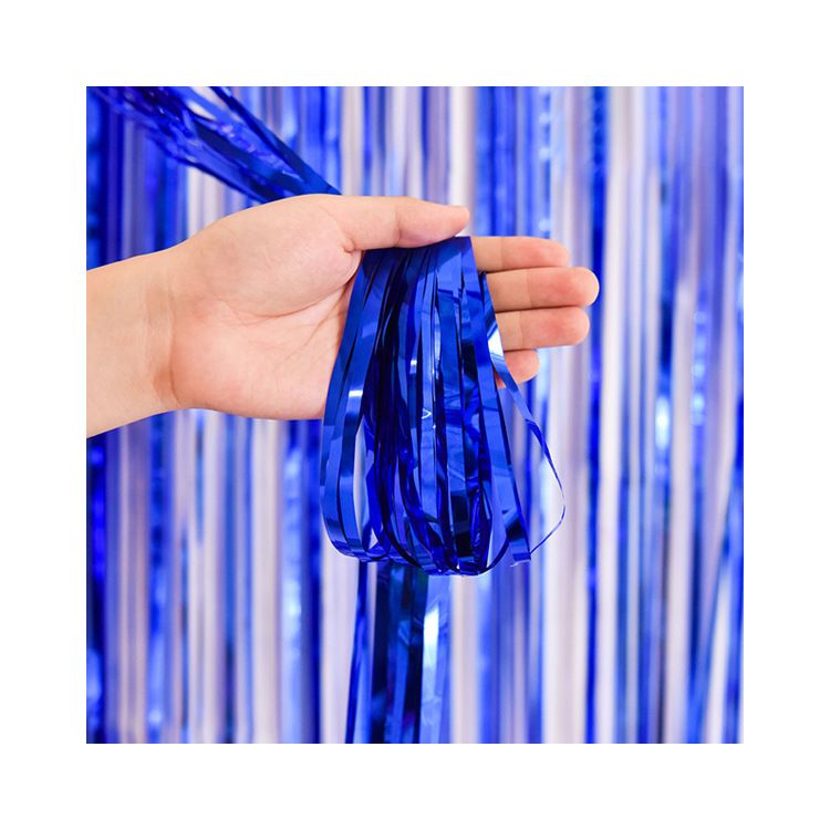 10 Pcs Dark Blue Shiny Tinsel Foil Fringe Curtain - 1m x 2m Metallic Streamer