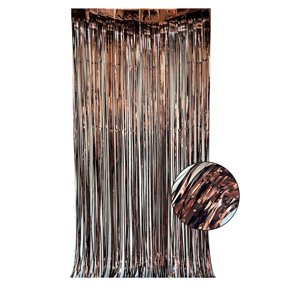 10 Pcs Brown Shiny Tinsel Foil Fringe Curtain - 1m x 2m Metallic Streamer