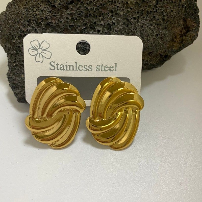 Combination A 18K Gold-Plated Stainless Steel Earring Set - 3 Pairs Minimalist view 3