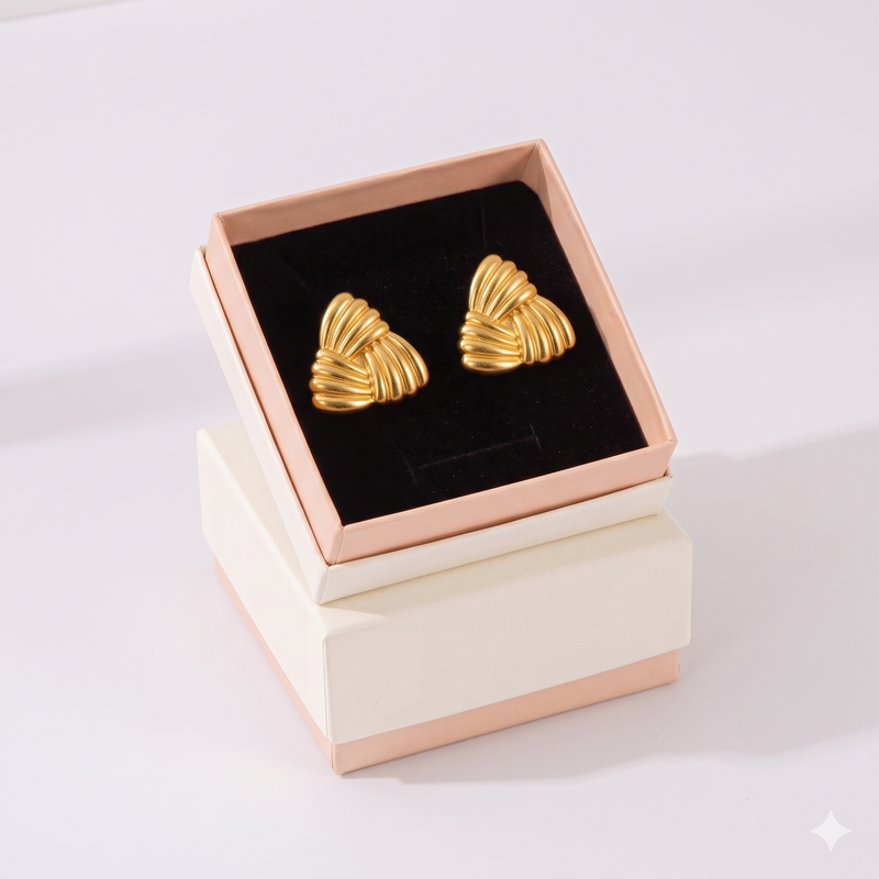 Combination A 18K Gold-Plated Stainless Steel Earring Set - 3 Pairs Minimalist view 6