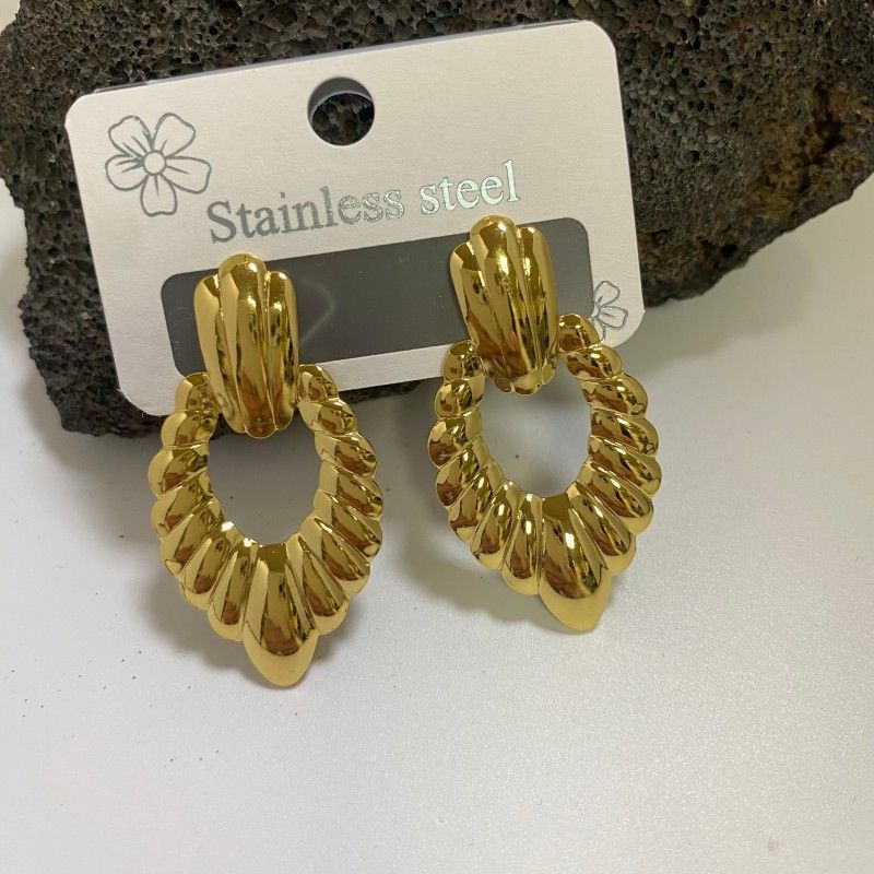 Combination C 18K Gold-Plated Stainless Steel Earring Set - 3 Pairs Minimalist view 4