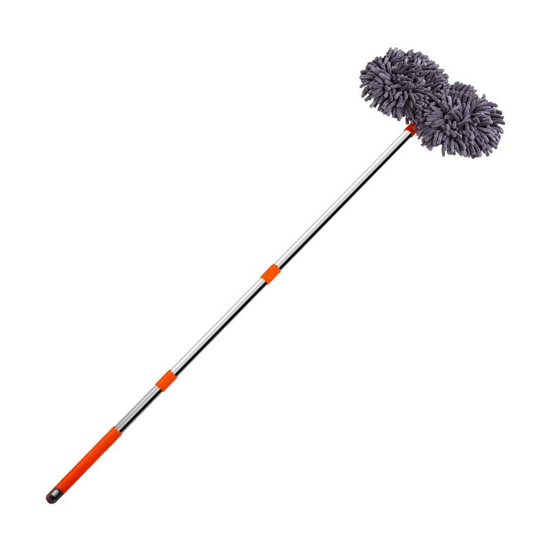 Orange and Grey Telescopic Dual-Head Car Wash Brush with 360° Rotating