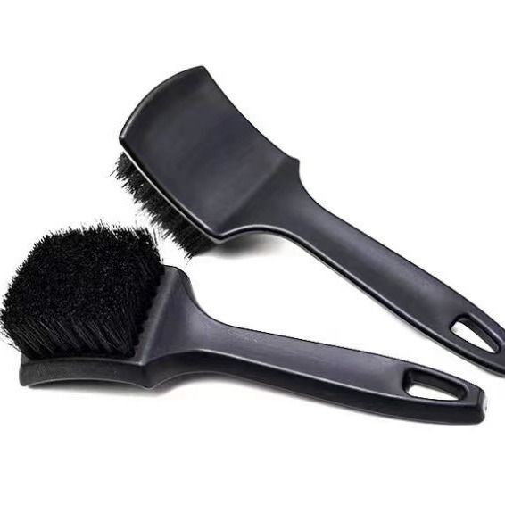 Black Car Tire & Detailing Brush - 2-Pack Stiff Bristle Scrubber for Wheels