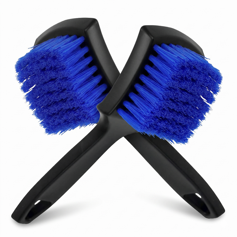 Blue Car Tire & Detailing Brush - 2-Pack Stiff Bristle Scrubber for Wheels