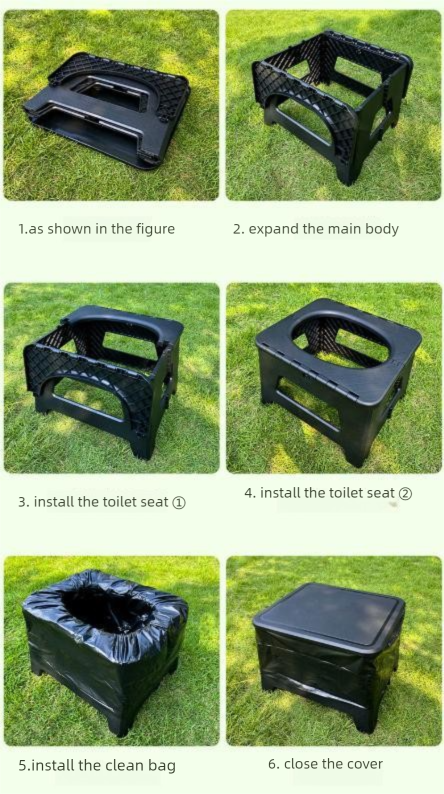 Grey Large Portable Folding Camping Toilet Stool - Capacity Emergency Potty view 5