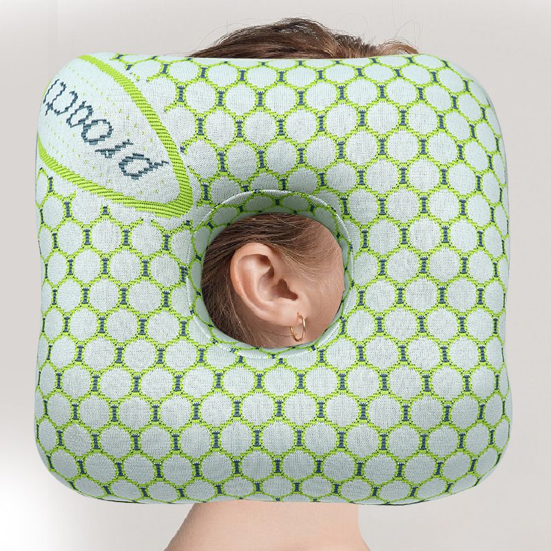 Grey Ear Piercing Pillow - Soft Side Sleeper Cushion with Hollow Center for view 3