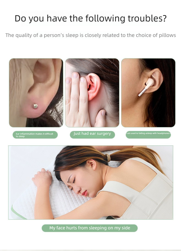 Grey Ear Piercing Pillow - Soft Side Sleeper Cushion with Hollow Center for view 4