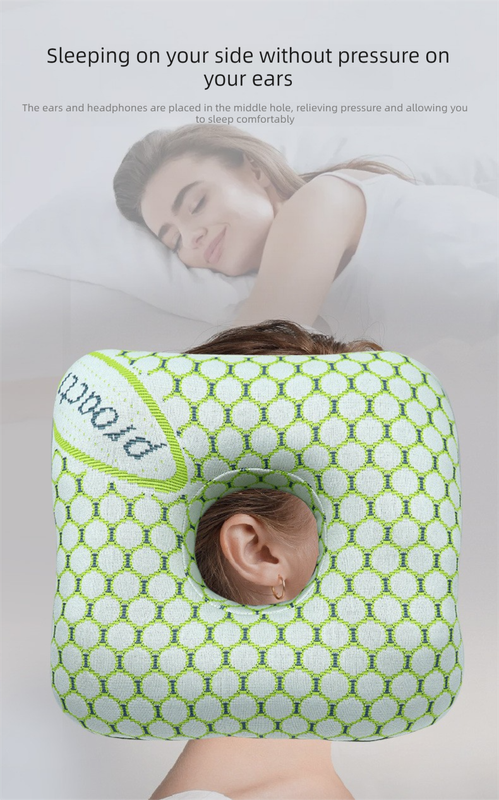 Light Pink Ear Piercing Pillow - Soft Side Sleeper Cushion with Hollow Center view 5
