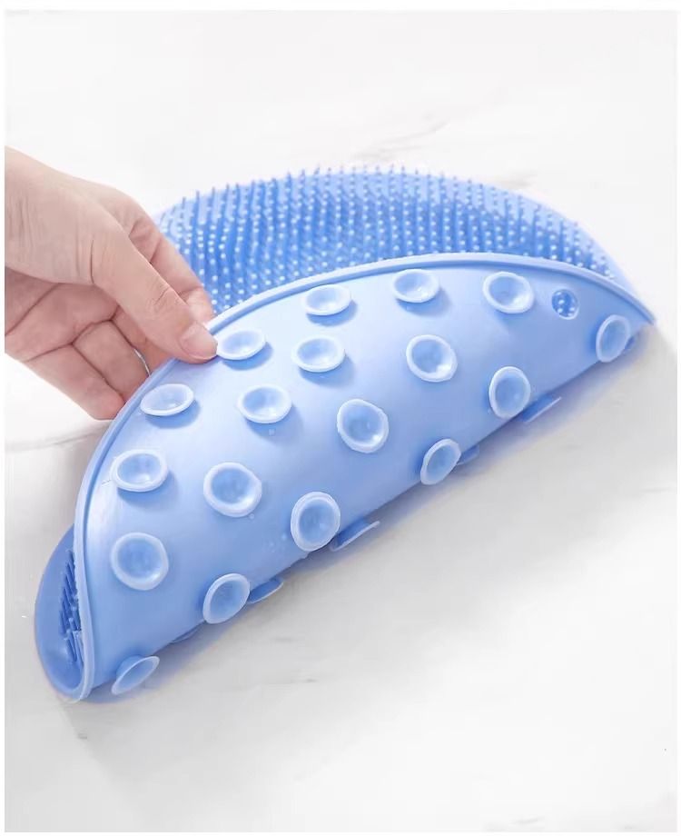 Blue 3-piece set (2-Pack Silicone Foot & Back Scrubber Mat with Suction Cups + view 2