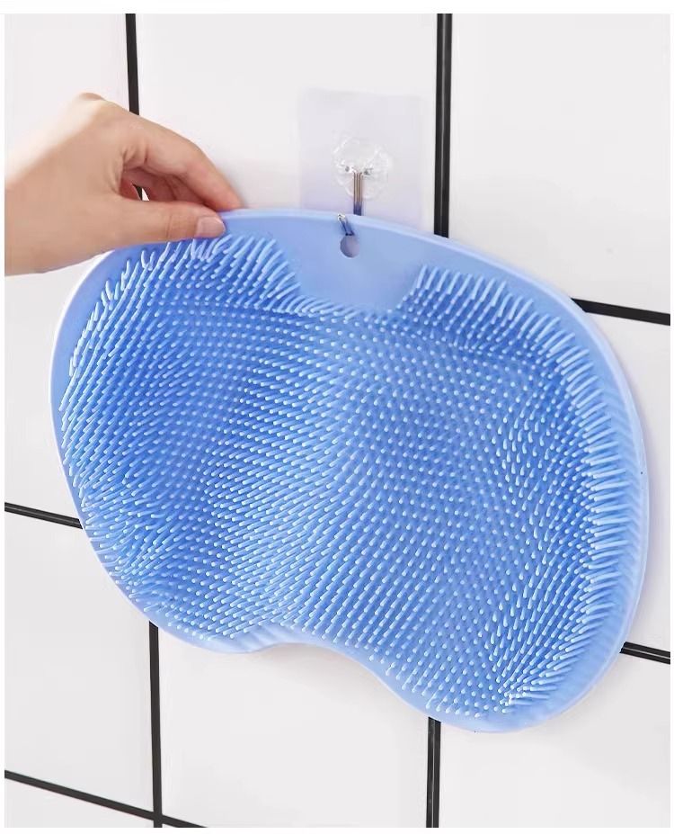 Blue 3-piece set (2-Pack Silicone Foot & Back Scrubber Mat with Suction Cups + view 3