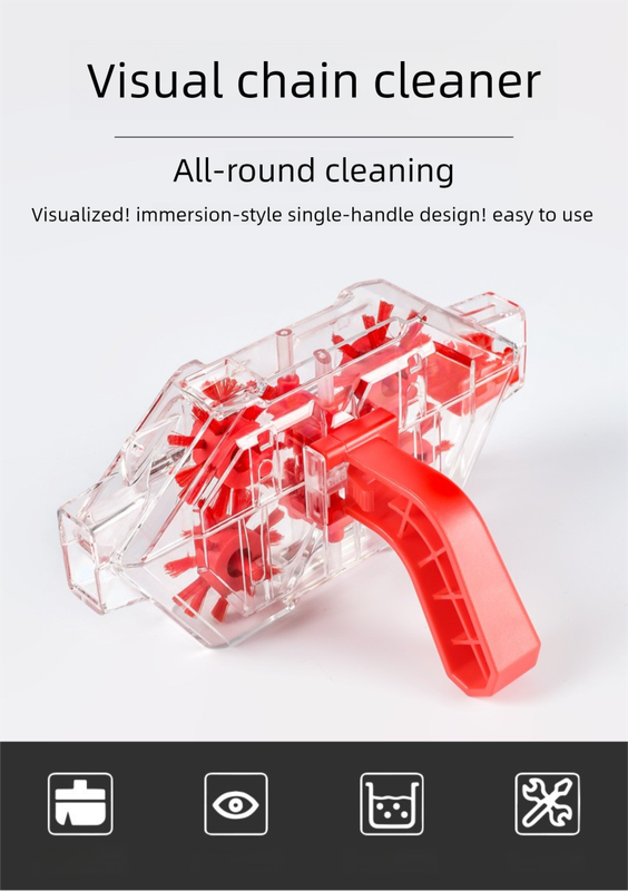 Red Transparent Bicycle Chain Cleaner with Visualization Design - Immersion view 2