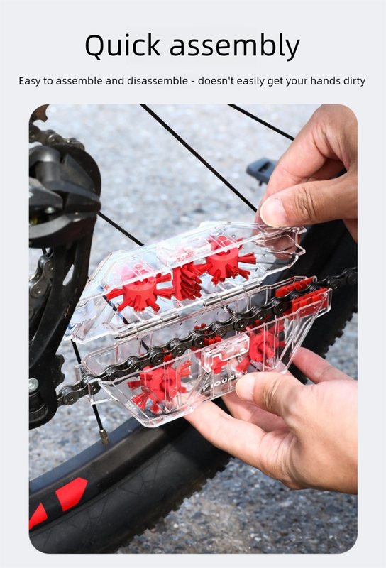 Red Transparent Bicycle Chain Cleaner with Visualization Design - Immersion view 3