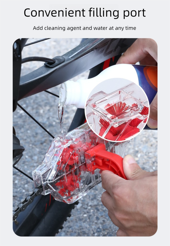 Red Transparent Bicycle Chain Cleaner with Visualization Design - Immersion view 5