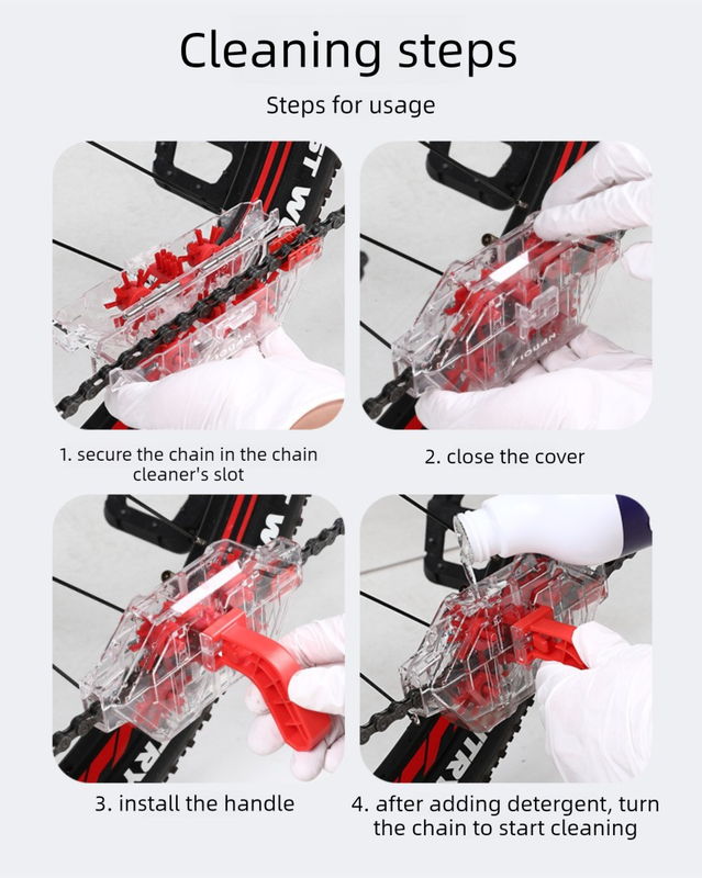 Red Transparent Bicycle Chain Cleaner with Visualization Design - Immersion view 6