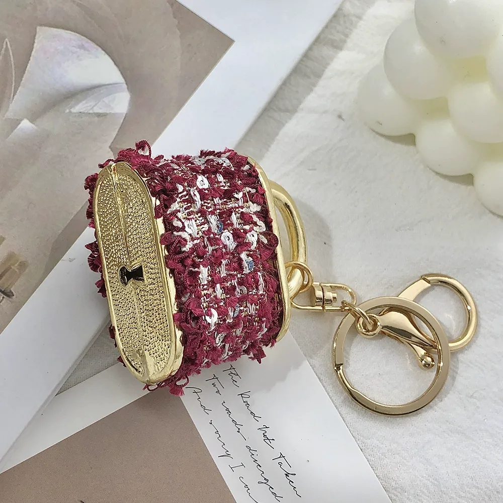 Purple Sparkling Rhinestone Lock Keychain - 3D Mini Handbag Charm with Alloy & view 6