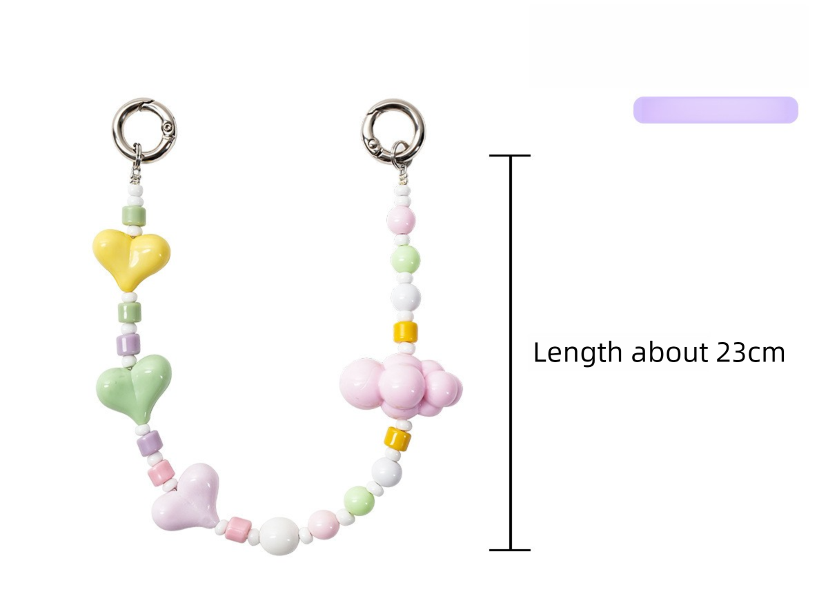 YKA-10 Trendy Double-Clasp Beaded Phone Wrist Strap - Colorful Acrylic & Metal view 5