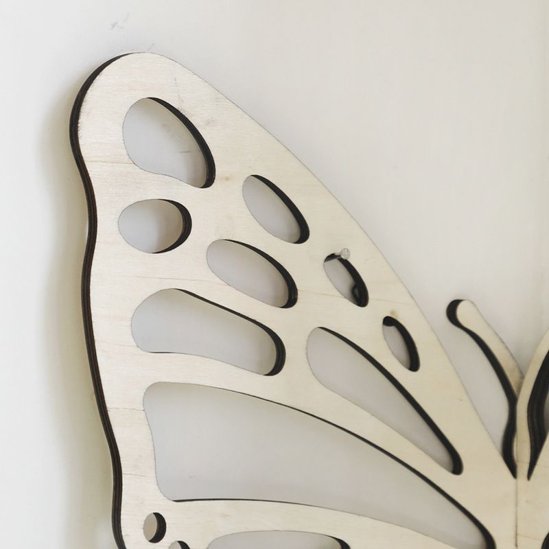 White Wooden Butterfly Wall Shelf - Hollow-Out Decorative Corner Storage Rack view 3