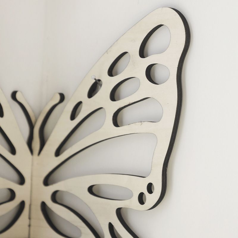 White Wooden Butterfly Wall Shelf - Hollow-Out Decorative Corner Storage Rack view 4
