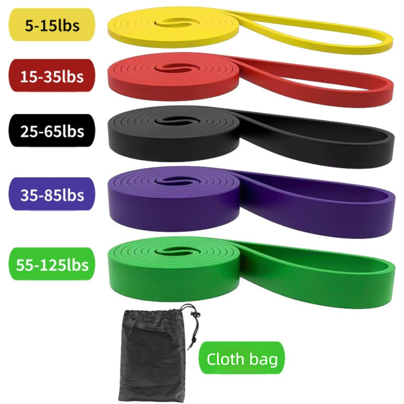 5-piece TPE Resistance Band Set - Heavy Duty Fitness Loop Bands for Strength