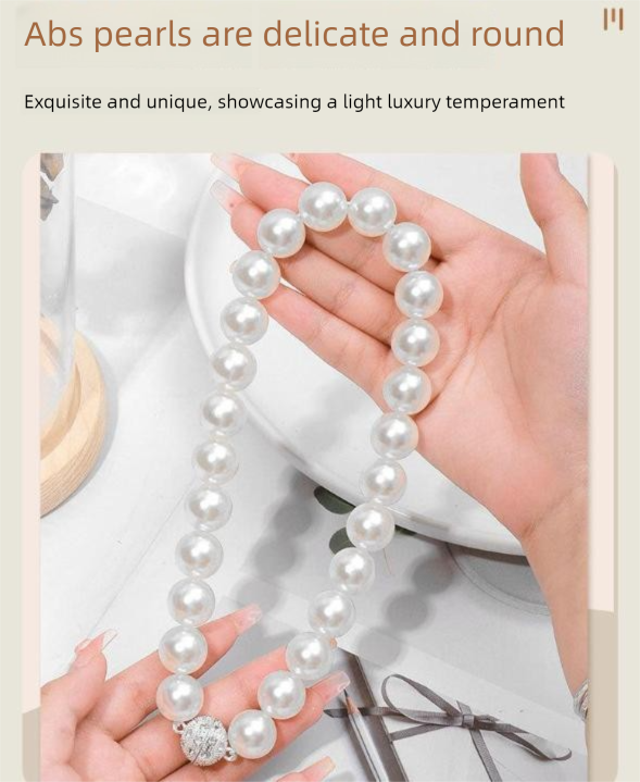 3 Pairs Magnetic Pearl Curtain Tiebacks（40cm） - No-Drill ABS Bead Holdback view 3