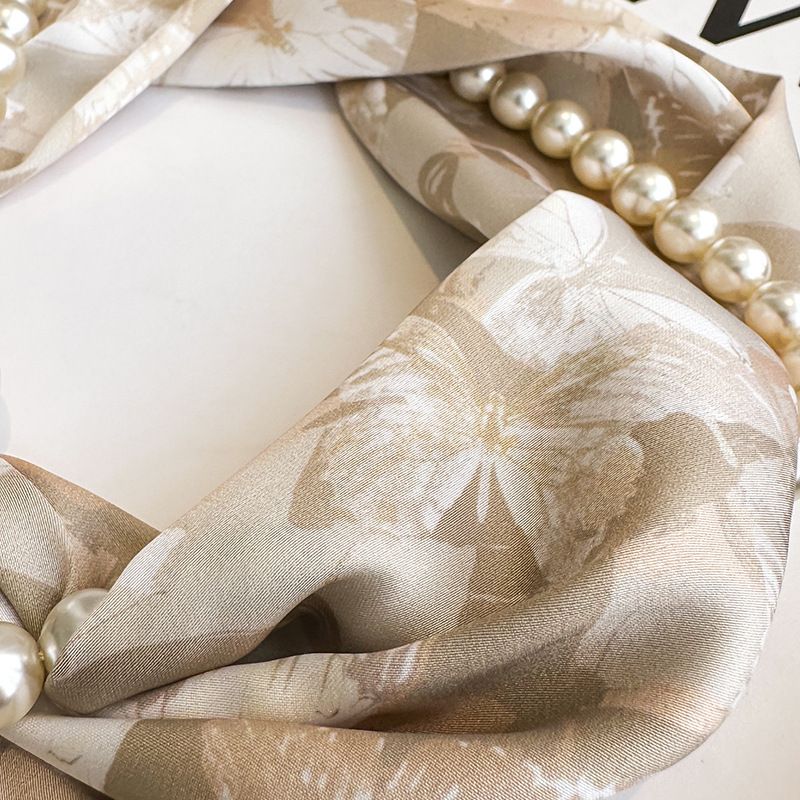 Blue Butterfly 2-in-1 Magnetic Pearl Scarf & Necklace Set - Floral Print view 4