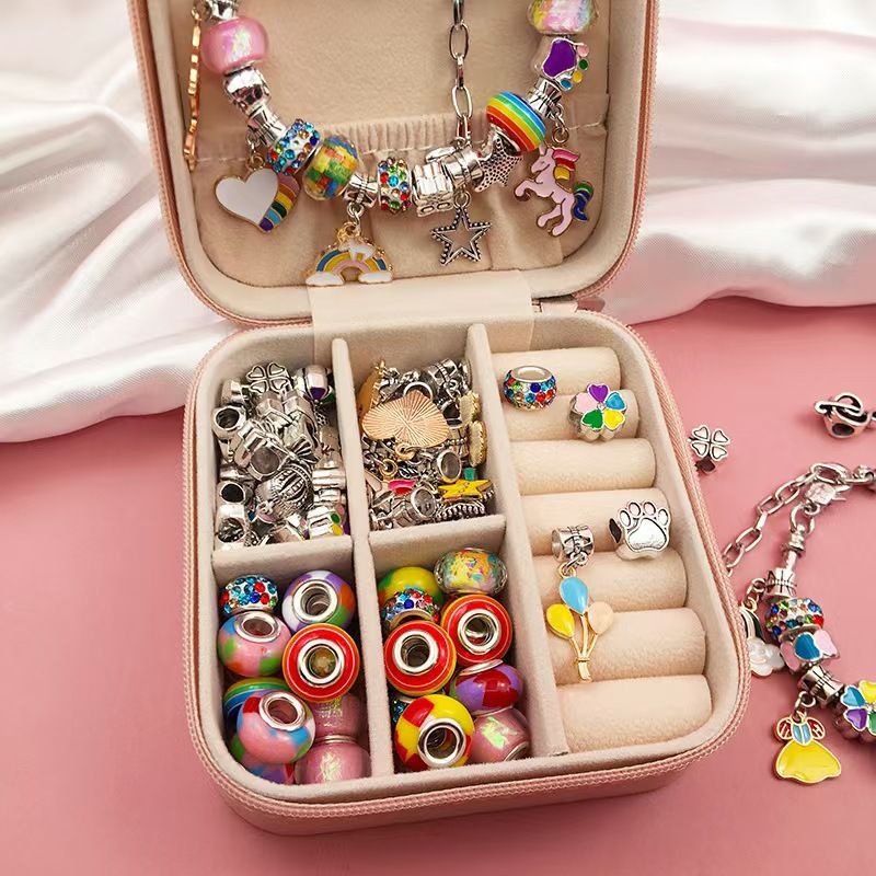 Red Kids DIY Bead Jewelry Making Kit - 68 Pcs Alloy & Plastic Charm Bracelet & view 2