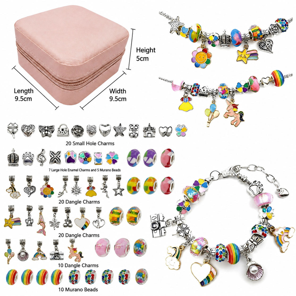 Red Kids DIY Bead Jewelry Making Kit - 68 Pcs Alloy & Plastic Charm Bracelet & view 3