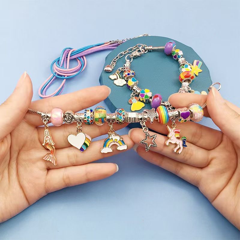 Red Kids DIY Bead Jewelry Making Kit - 68 Pcs Alloy & Plastic Charm Bracelet & view 4