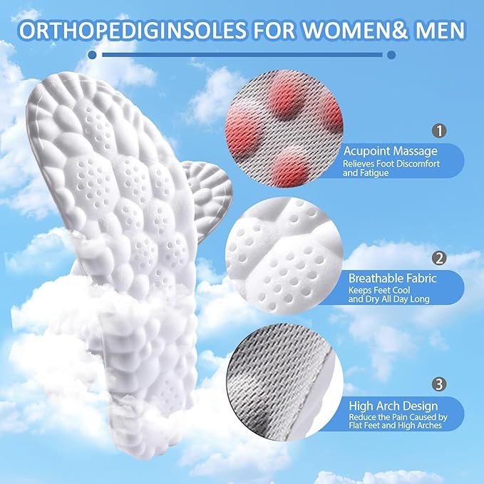 3 Pairs Black 4D Cloud Insoles for Men and Women Insoles Super Soft Anti-Fatigue view 2