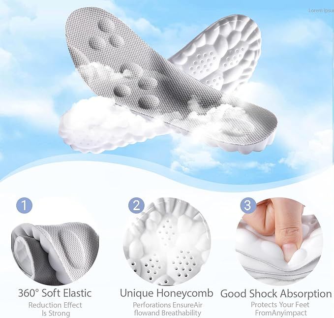 3 Pairs Black 4D Cloud Insoles for Men and Women Insoles Super Soft Anti-Fatigue view 3