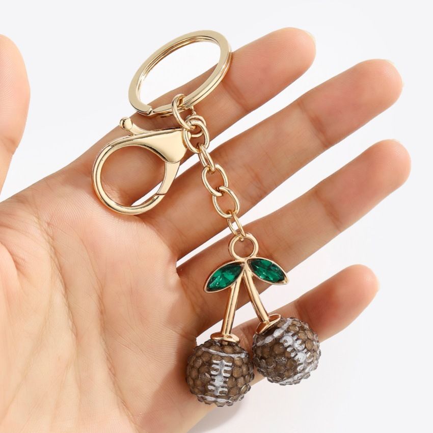 2 Pcs White baseball shape Creative Sports Ball Cherry Keychain – Cute Resin view 3