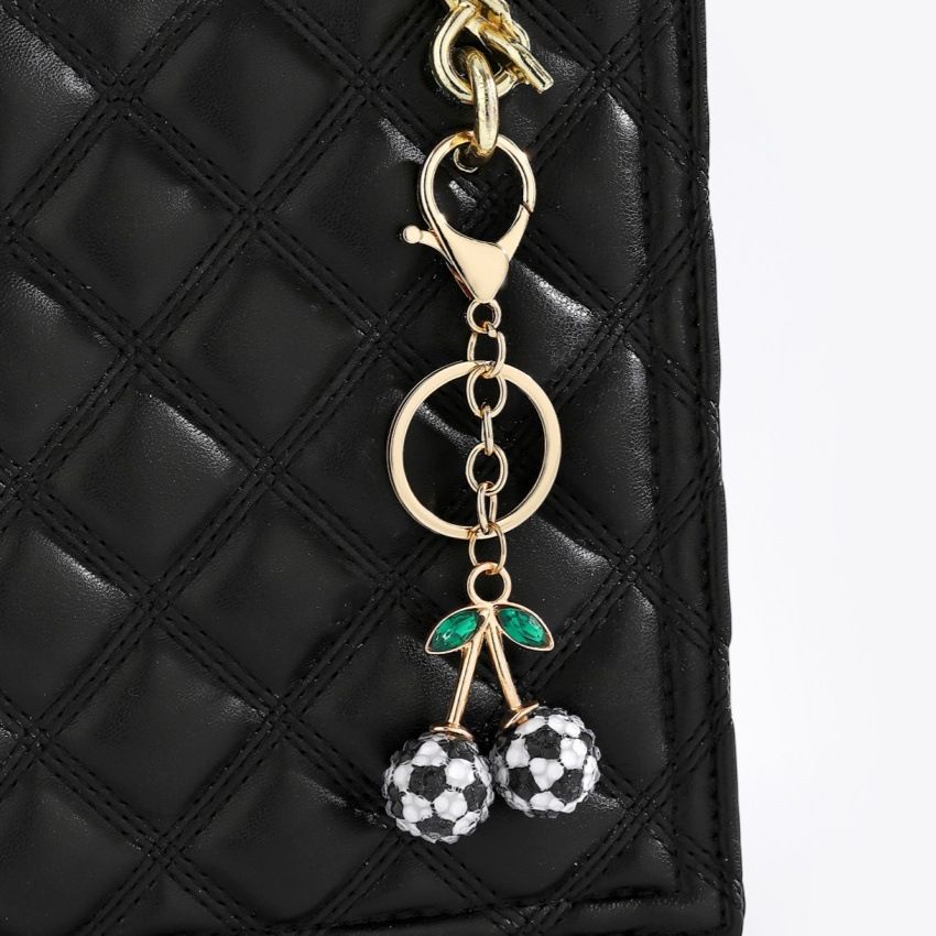 2 Pcs Black and white soccer ball design Creative Sports Ball Cherry Keychain view 5