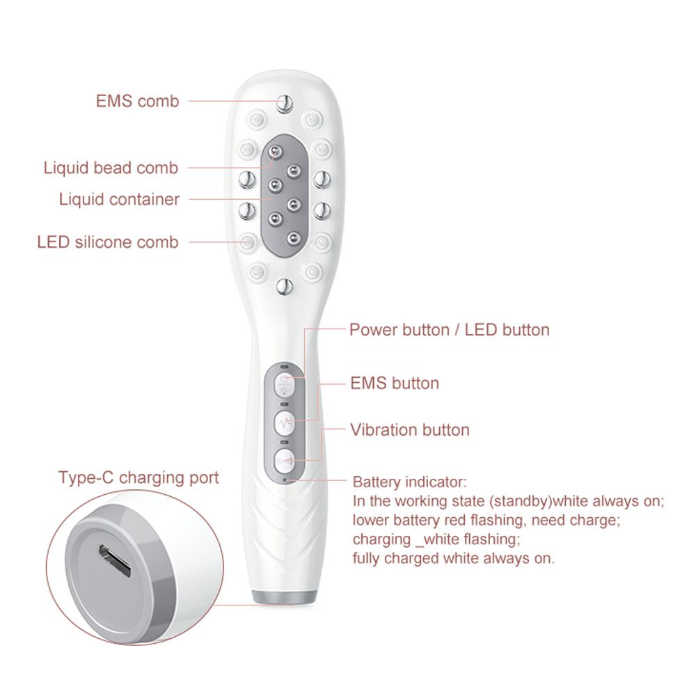 White Smart Scalp Massage Comb with EMS view 11