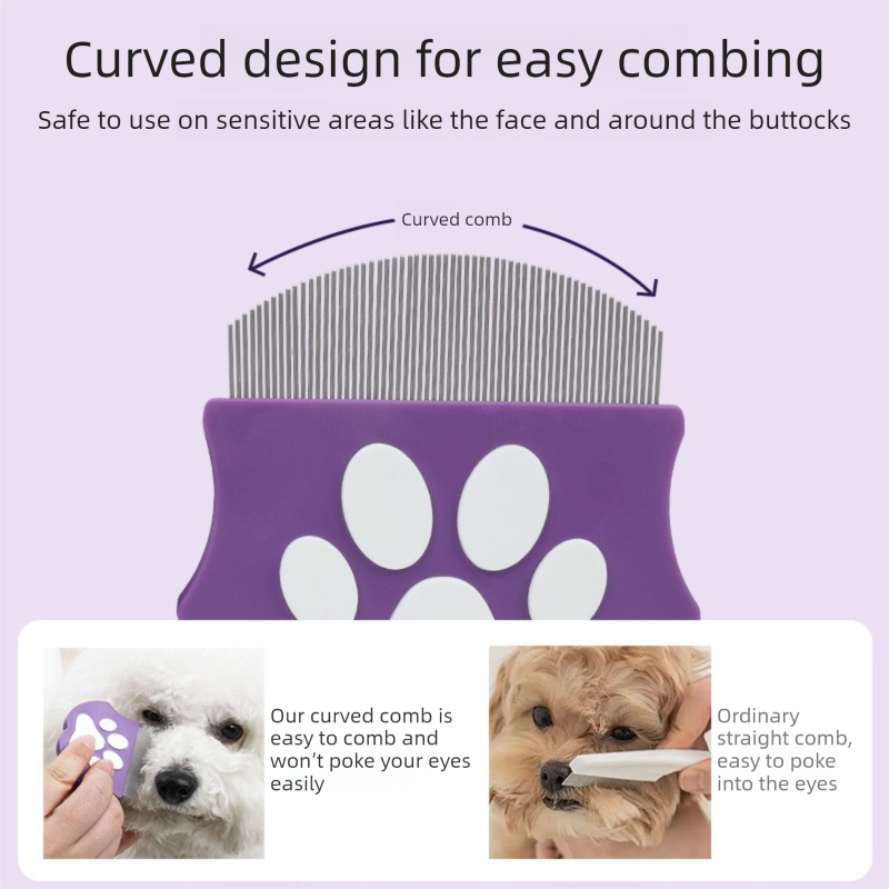 2 Pcs Purple Gentle Pet Face & Flea Comb – Mini Grooming Tool for Cats & Dogs view 3