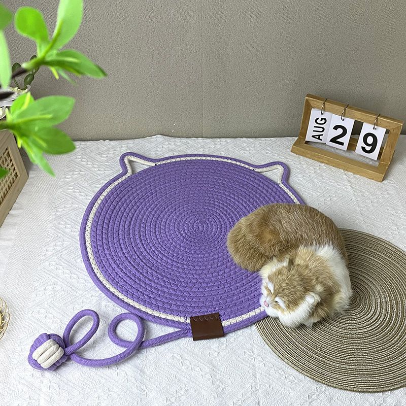 Black and Brown Durable Cat Scratching Mat with Attached Toy Ball - Washable view 4